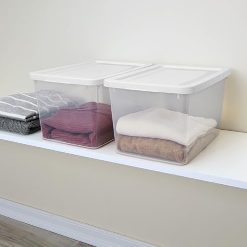 Sterilite Storage Box, Stackable Clear Plastic Bins, 20 Quart, 8-Pack | Heavy-Duty Organizing Containers with Snap-On Lids for Closet, Bathroom, and Office - size: 20 Qt, style: 8 Pack