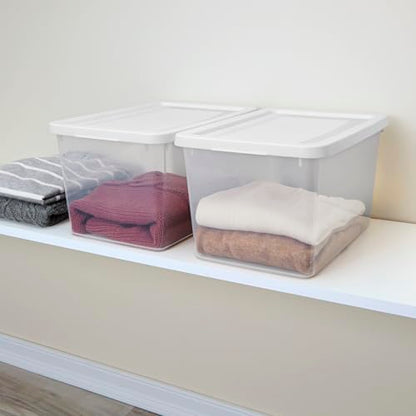 Sterilite Storage Box, Stackable Clear Plastic Bins, 20 Quart, 16-Pack | Heavy-Duty Organizing Containers with Snap-On Lids for Closet, Bathroom, and Office - size: 20 Qt, style: 16 Pack