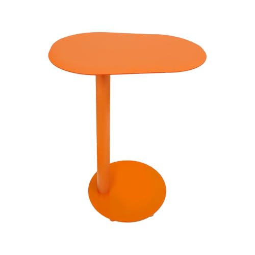Metal C-Shaped Side Table, Modern End Table for Couch Sofa and Bed Small Coffee Drink Tables 20x14in Tabletop for Home Office Cafe Balcony - color: Orange