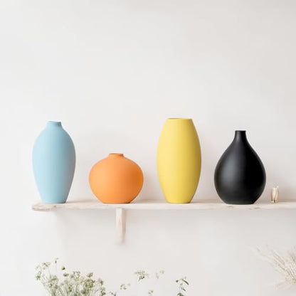 Small Ceramic Matte Vase Set 4 for Modern Home Decor Flower Decoration Office,Bookdesk, Bookshelf, Centerpieces, Tables, Living Room, Dining Table, Bedroom Shelf Entryway Ornament Gift - size: Vase Set 4 S2