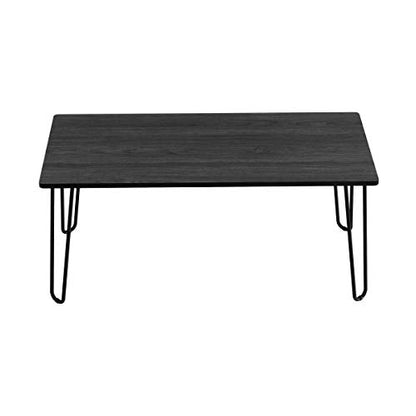 Lavish Home Small Space Coffee Table with Hairpin Legs – Minimalist Industrial Living Room Table with Woodgrain-Look Top and Steel Legs (Black) - color: Black Woodgrain