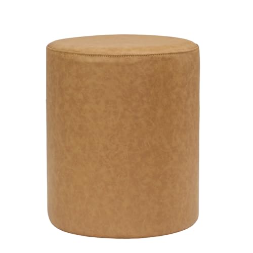 Modern Round Ottoman with Soft Padded Seat, Multifunctional Vanity Stool for Makeup, Upholstered Footrest Stool Ottoman Foot Stool for Living Room, Bedroom - color: Brown