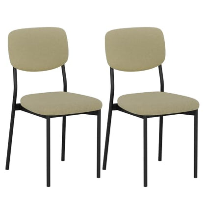 Einhomn Upholstered Dining Chairs Set, Modern Stackable Dining Room Chairs with Soft Velvet Backrest, Kitchen Chairs with Sturdy Metal Legs for Living Room, Restaurant, Set of 2,Beige Linen - color: Beige Linen