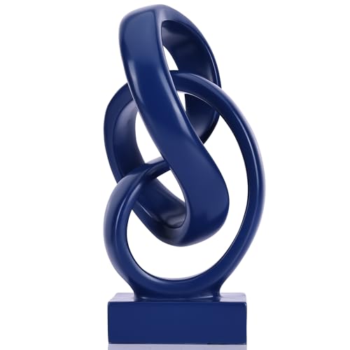 WUBIANJIE Modern Abstract Knot Sculpture, Artistic Mobius Inspired Resin Decor, Elegant Home and Office Decor, (Blue) - color: Blue