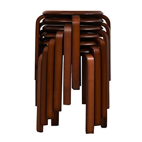 Stackable Dining Chairs, Set of 6 Dining Chairs Solid Wood Dining Stools, Low Stools for Living Room Dining Side Chairs, Stacked on Top of Each A - color: A