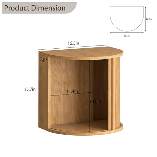Floating Nightstand Set of 2,Wooden Wall-Mounted Nightstand with Fluted Sliding Roll-Up Door,Space-Saving,Suitable for Small Space Bedroom,Living Room - color: Walnut-floating Nightstand Set of 2