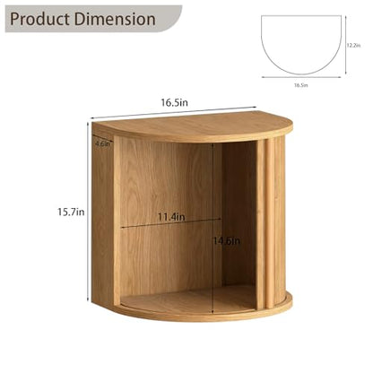 Floating Nightstand Set of 2,Wooden Wall-Mounted Nightstand with Fluted Sliding Roll-Up Door,Space-Saving,Suitable for Small Space Bedroom,Living Room - color: Walnut-floating Nightstand Set of 2