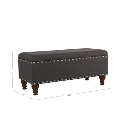 HomePop 42" Storage Bench with Nailhead Trim - Charcoal - color: Charcoal