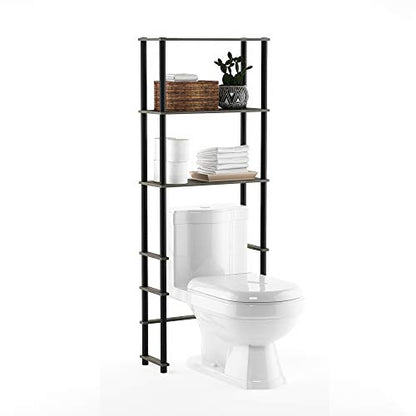 Furinno Turn-N-Tube with 3 Shelves Toilet Space Saver, French Oak Grey/Black - color: French Oak/Black, style: Basic Rack