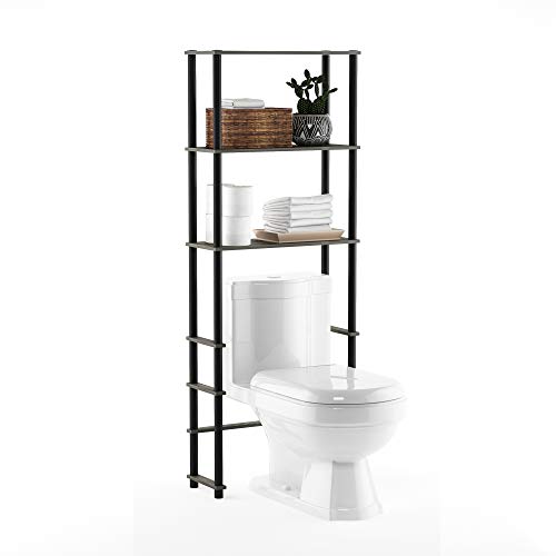 Furinno Turn-N-Tube with 3 Shelves Toilet Space Saver, French Oak Grey/Black - color: French Oak/Black, style: Basic Rack