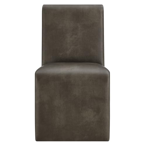 Modway Emory Faux Leather Dining Side Chair in Mushroom - Single Armless Slipper Chair - Padded Vegan Leather Accent for Dining Room, Kitchen - color: Mushroom