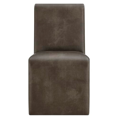 Modway Emory Faux Leather Dining Side Chair in Mushroom - Single Armless Slipper Chair - Padded Vegan Leather Accent for Dining Room, Kitchen - color: Mushroom