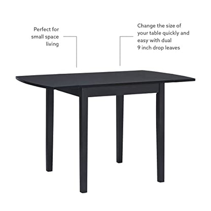 Linon Torino Black Wood 30" Square Drop Leaf Table - 30" X 48" Fully Extended - color: Black
