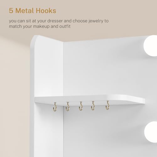 Quimoo Large Vanity Desk with Mirror and Lights, Makeup Vanity with 11 Drawers & 6 Open Shelves, 3 Color Modes & Adjustable Brightness, White Vanity for Girls - color: White 11 Drawers Vanity