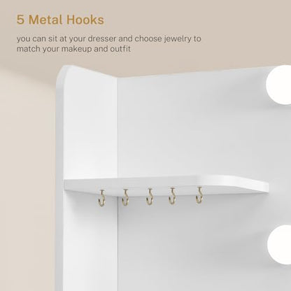 Quimoo Large Vanity Desk with Mirror and Lights, Makeup Vanity with 11 Drawers & 6 Open Shelves, 3 Color Modes & Adjustable Brightness, White Vanity for Girls - color: White 11 Drawers Vanity