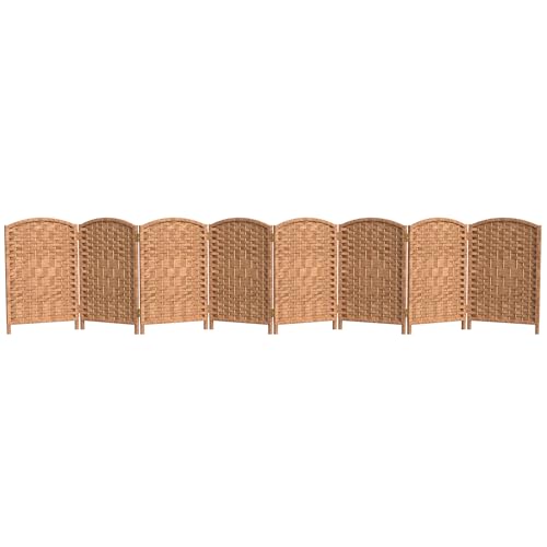 Red Lantern 2 ft. Short Diamond Weave Fiber Folding Screen - Natural - 8 Panel - color: Natural, size: 8 Panel