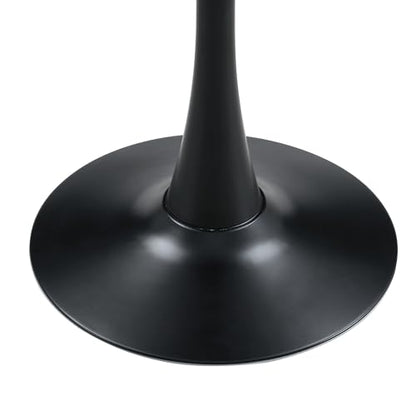 31.5" Round Dining Table, Mid-Century Modern Tulip Table with Thickened Tabletop & Metal Pedestal, Circle Bistro Table for Kitchen, Small Places, Apartments, Cafe - color: Dark Grey, size: 31.5" dining table