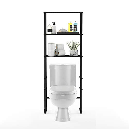 Furinno Turn-N-Tube with 3 Shelves Toilet Space Saver, Espresso/Black - color: Espresso/Black, style: Basic Rack