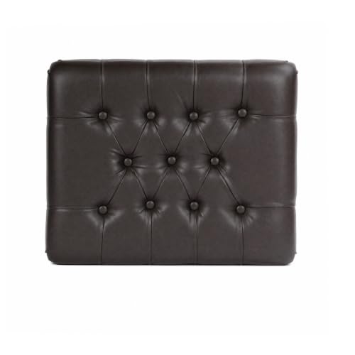 Spatial Order 24" Medium Tufted Storage Ottoman - Espresso Brown Faux Leather - color: Espresso Brown Faux Leather