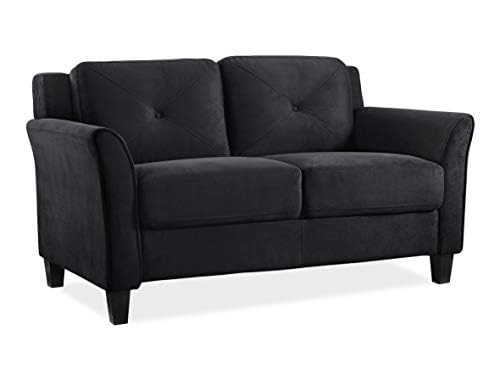 Studio Living Harrington 57.9" Loveseat, Transitional Modern, Pocket Coil Comfort, Easy Assembly, Microfiber Fabric, Black - color: Black, size: Loveseat