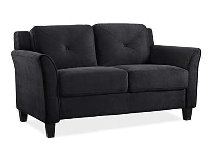 Studio Living Harrington 57.9" Loveseat, Transitional Modern, Pocket Coil Comfort, Easy Assembly, Microfiber Fabric, Black - color: Black, size: Loveseat