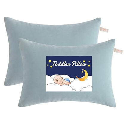 NTBAY Toddler Pillows, Set of 2, 13"x18", Sea Green | Soft Microfiber Toddler Pillows with Down-Alternative Fill, 2 Pack 13 x 18 Inch Pillows for Beds, Daycare, and Travel - color: Sea Green, size: 13"x18"