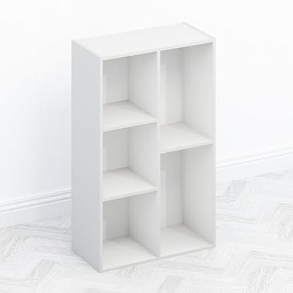 Furinno TOMI TV Stand, 5-Cube Entertainment Center with Open Shelf, Reversible TV Console, for Living Room, Bedroom, Home Office, White - color: White, size: 5-Cube, Wooden Frame