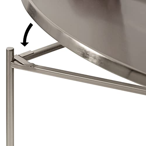 Kate and Laurel Ulani Modern Nesting Side Table; Set of 2; Silver; Sophisticated End Tables for Storage and Display - color: Silver