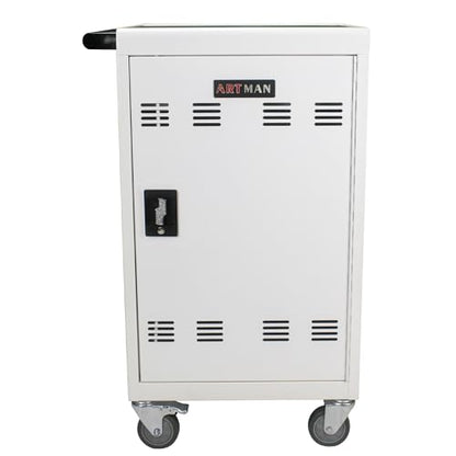 30-Device Mobile Charging Cart Station for Tablets & Laptops ,Secure Storage & Fast Charging,Heavy-Duty Steel Construction with Locking Wheels & Cable Management,Ideal for Schools & Offices，white - color: Antique White