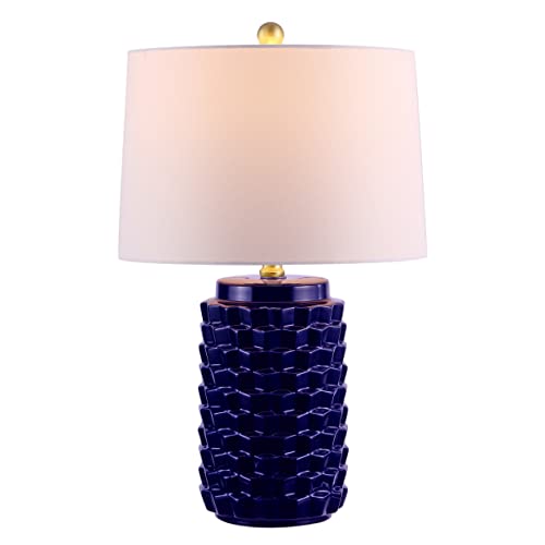 SAFAVIEH Lighting Collection Weldon Modern Contemporary Navy Ceramic 23-inch Bedroom Living Room Home Office Desk Nightstand Table Lamp (LED Bulb Included) - color: Navy