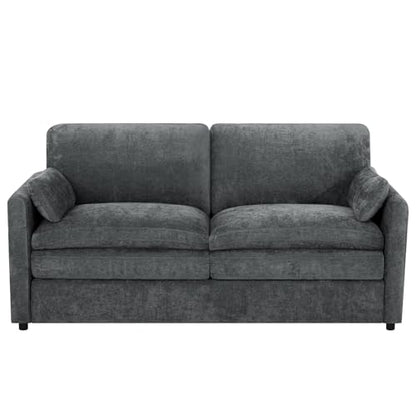 69" Chenille Soft Sofa w/Well-Filled Backrests, Grey | Modern Loveseat w/Plump Pillows, 2 Seater Upholstered Couch w/Thick & Comfy Cushions for Living Room, Bedroom - color: Grey, size: Loveseat