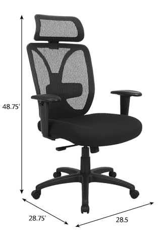 Tempur-Pedic TP6450 Mesh Office Desk Chair, Ergonomic High Back Computer Chair with Adjustable Arms, Lumbar Support and Swivel Tilt, Black - color: Black