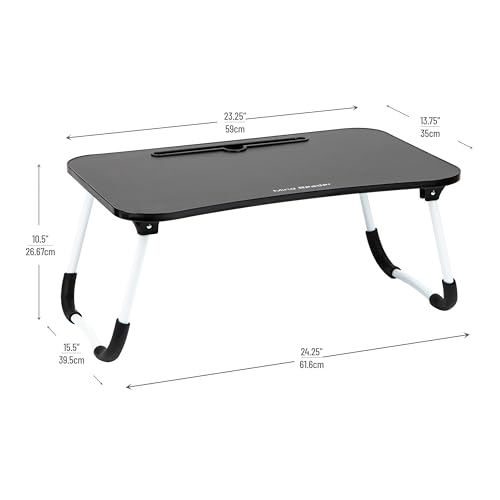 Mind Reader Lap Desk Laptop Stand with Folding Legs, Portable Bed Tray Table for Laptop, Breakfast, Reading, Crafts, MDF, Black - color: Black