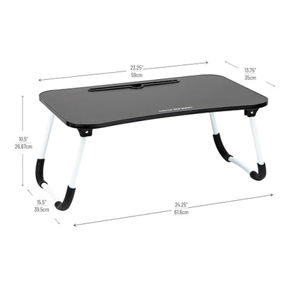 Mind Reader Lap Desk Laptop Stand with Folding Legs, Portable Bed Tray Table for Laptop, Breakfast, Reading, Crafts, MDF, Black - color: Black