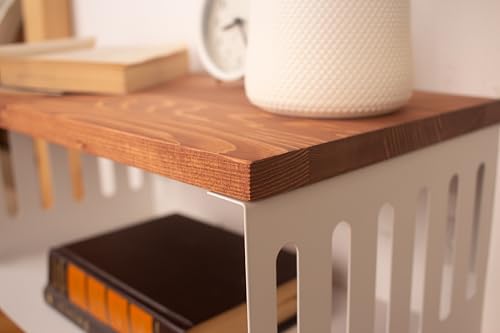 Floating Nightstand with White Metal Base, Wooden Top and Sturdy Metal Base, Minimalist Bedside Table, Wall Mounted Shelf, Bedside Shelf (Paris) - color: Paris