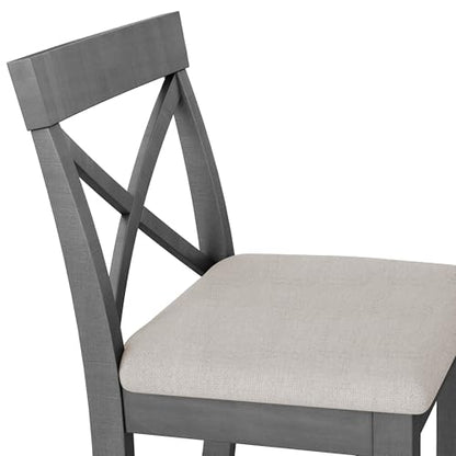 3 Piece Counter Height Dining Table Bar Table Set with 2 Chairs, Small Kitchen Table Breakfast Nook for 2, Good for Bar or Small Space, Gray - color: Grey