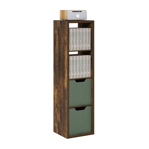 4-Cube Tall Bookshelf, Cubicle Shelf Bookcase with Open Back, Position Reversible Book Shelf, 15 x 16 x 58, for Home Office, Living Room, Amber Pine - color: Amber Pine, size: 4 Tier