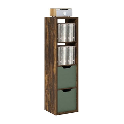 4-Cube Tall Bookshelf, Cubicle Shelf Bookcase with Open Back, Position Reversible Book Shelf, 15 x 16 x 58, for Home Office, Living Room, Amber Pine - color: Amber Pine, size: 4 Tier