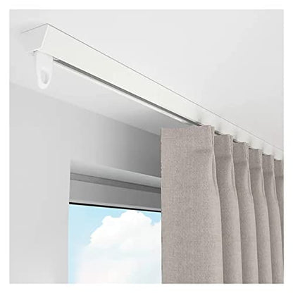 Ceiling Curtain Track, Heavy Duty Aluminum Alloy, Studio Apartment Hotel Room Divider Seamless, Custom Length - color: White, size: 4.9ft(150cm)
