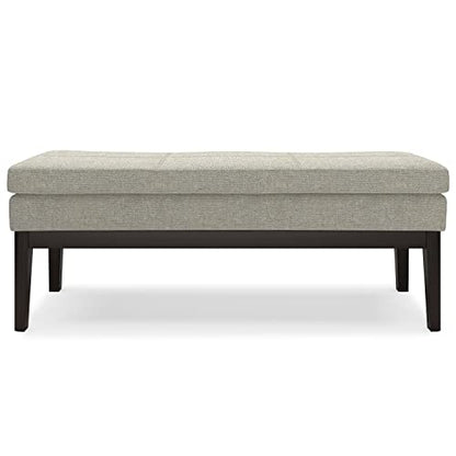 SIMPLIHOME Carlson Ottoman Bench - 45 inch Wide Upholstered Vegan Leather Rectangle Ottoman in Greige, Mid Century Modern Bench for Bedroom, Entryway or Living Room with Padded Seat - color: Greige, style: Ottoman Bench