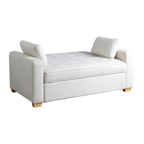 Serta Ainsley 66.5" Convertible Sleeper Loveseat, Full Size, Dreamcoil Comfort, Soft Woven Fabric, Oyster - color: Oyster, size: Full Loveseat