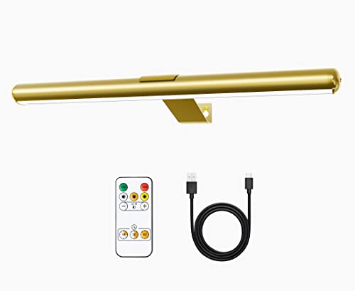 Battery Operated Picture Light Painting Light with Remote, 16'' Wall Art Gallery Display Light,Full Metal Dimmable 300LM Wall Light for Picture Painting Dartboard Gallery Art - color: Gold, size: 16inch Standard 1-Pack