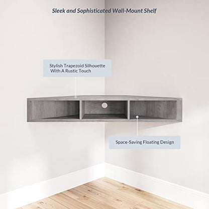 BELLEZE 47" Russel TV Stand & Entertainment Center - Gray Wash | Modern Style,Wall-mounted Storage Shelf,Fit TV up to 46",Living Room Dining Room - color: Gray Wash, style: Russel