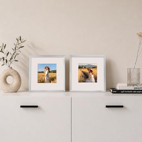 10x10 Frame Set of 9, 10 by 10 Square Picture Frames with Plexiglass for Picture 6x6 with Mat or 10x10 without Mat, Art Collage for Wall Gallery and Tabletop Display, 10 x 10 Photo Silver - color: Silver, size: 10x10
