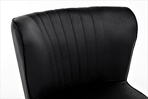 Container Furniture Direct Modern Velvet Accent Chair for Living Room, Bedroom, or Entryway, Stylish and Comfortable Armless Design with Metal Legs, Black - color: Black