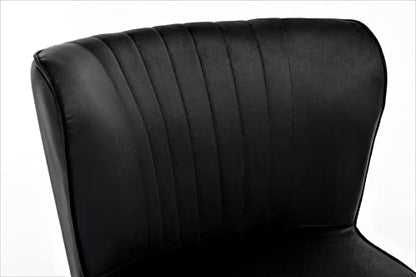 Container Furniture Direct Modern Velvet Accent Chair for Living Room, Bedroom, or Entryway, Stylish and Comfortable Armless Design with Metal Legs, Black - color: Black