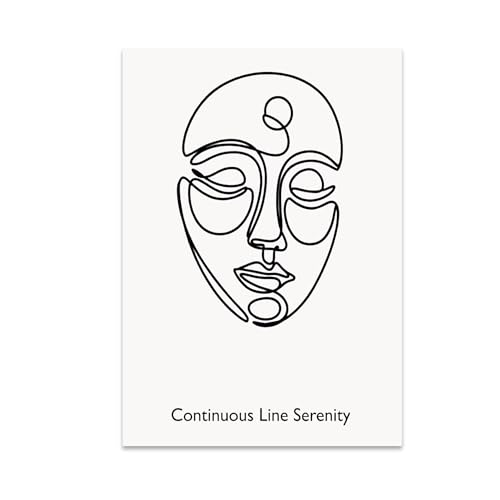 Continuous Line Serenity - Minimalist Home Decor - 13x19 Poster Print - Monochrome Contour Art