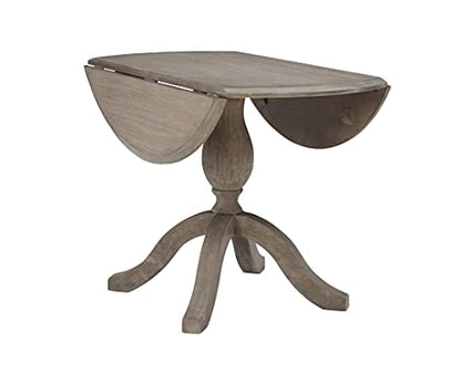 Linon Home Decor Mauro Antique Rustic Brown Drop Leaf Small Dining Table with Pedestal Base - color: Antique Rustic Brown