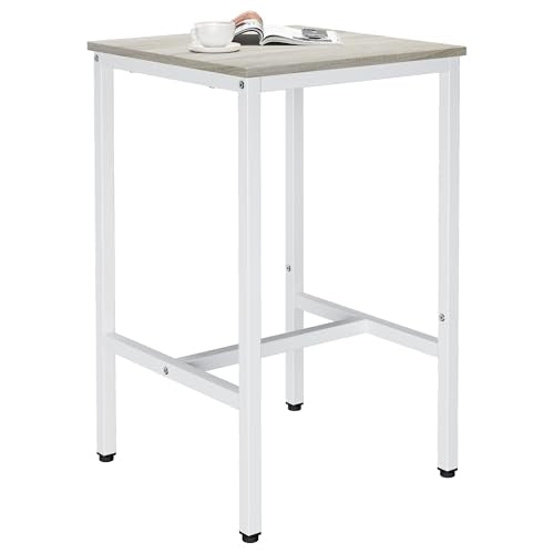 Lutown-Teen Square Bar Table, High Top Table - Industrial Metal Frame for Small Spaces & Narrow Kitchens, 23.6x23.6x36.9 in (LxWxH), Easy Assembly, Beige and White - color: Beige + White
