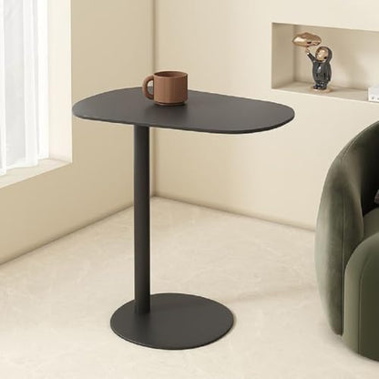 Modern C-Shaped End Table, Small Sofa Side Table Metal Side Table for Couch and Bed Snack Table Tray Table for Living Room Bedroom - color: Black